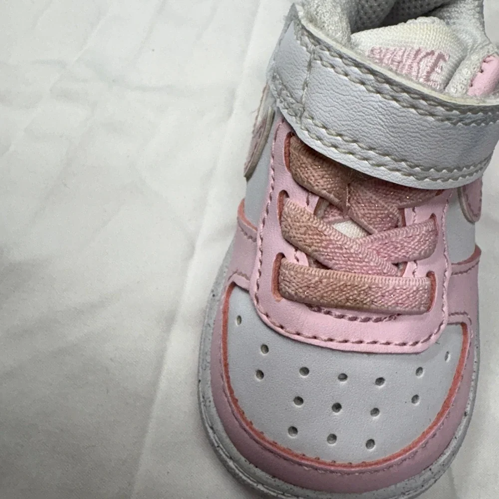 Nike Court Borough Low 2 White Pink Iridescent Toddler Shoes DV5458-105 Size 2C